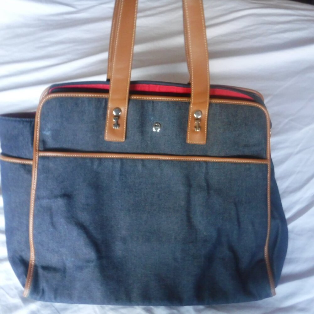 Etienne Aiger Womens Denim Jean Tote Shoulder Purse Pre Owned Jean Purse